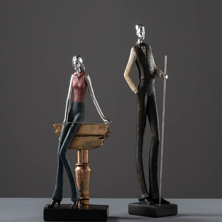 Royeva Billiards Player Resin Statue - Modern Snooker Room & Home Bar Decor