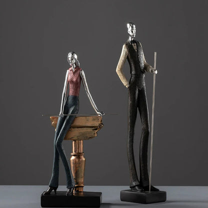 Royeva Billiards Player Resin Statue - Modern Snooker Room & Home Bar Decor