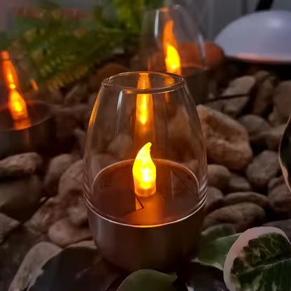 Eloria Solar LED Outdoor Candle Lantern with Flickering Flame Effect