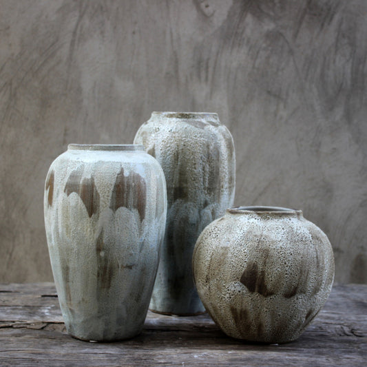 Royeva Handcrafted Wabi-Sabi Ceramic Vase - Artisan Reactive Glaze Pottery for Rustic Decor
