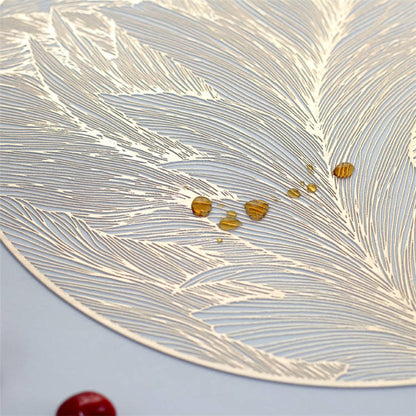 Sovere Round Gold Leaf Placemats Set of 6 - Heat-Resistant Table Mats