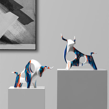 Eloria Modern Abstract Bull Sculpture Resin Art Figurine Home Office Decor Gift