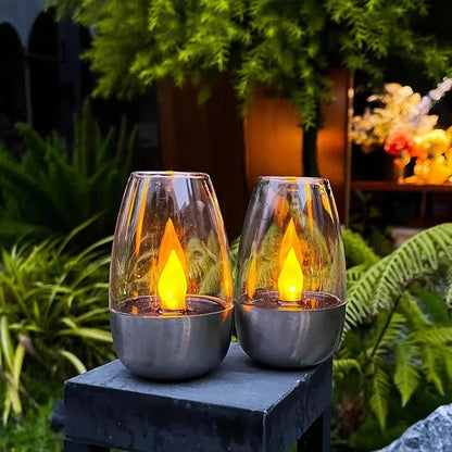Eloria Solar LED Outdoor Candle Lantern with Flickering Flame Effect