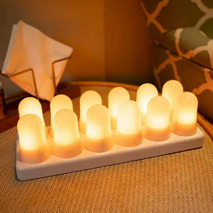 Royeva Rechargeable LED Tea Lights- 12-Pack Flameless Flickering Candles