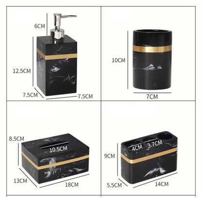 Royora Black Marble Look Resin Vanity Tray with Gold Handles