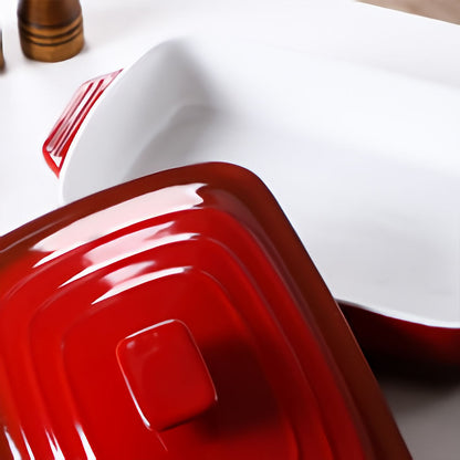 Novara Enamel Cast Iron Roasting Pan with Lid - Versatile 2-in-1 Design
