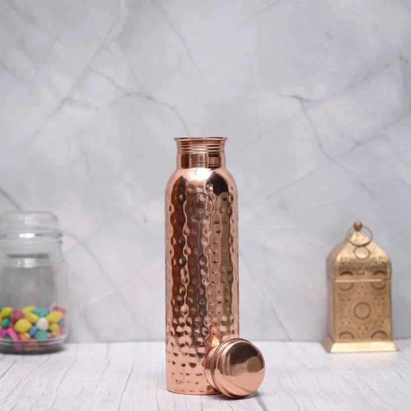 Hammered Copper Water Bottle 800ML – Ayurveda Pure Copper Leakproof & Durable Drinking Bottle | Sansoti 0