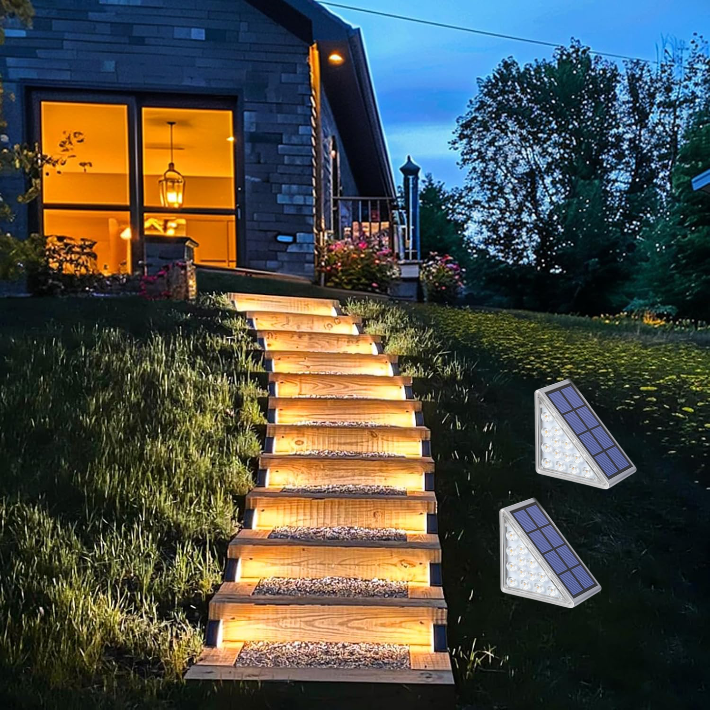 Royora Outdoor Solar Step Lights Warm White LED Waterproof Deck Lighting for Garden, Patio