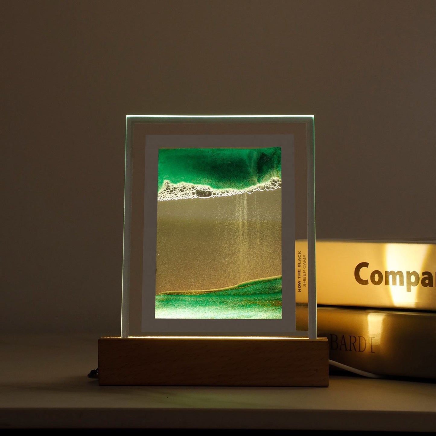 Sovere Flowing Sand Art Table Lamp with Warm LED Lighting for Living Room and Bedroom
