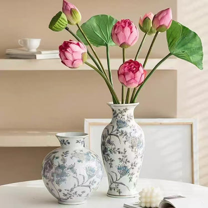 Royora Gilded Blue and White Chinoiserie Porcelain Decorative Vase