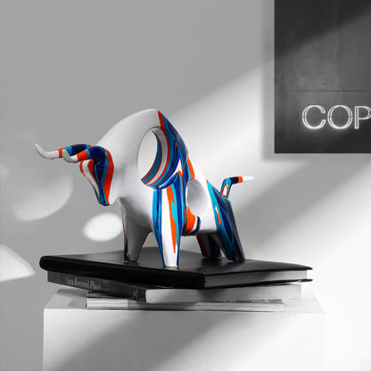 Eloria Modern Abstract Bull Sculpture Resin Art Figurine Home Office Decor Gift