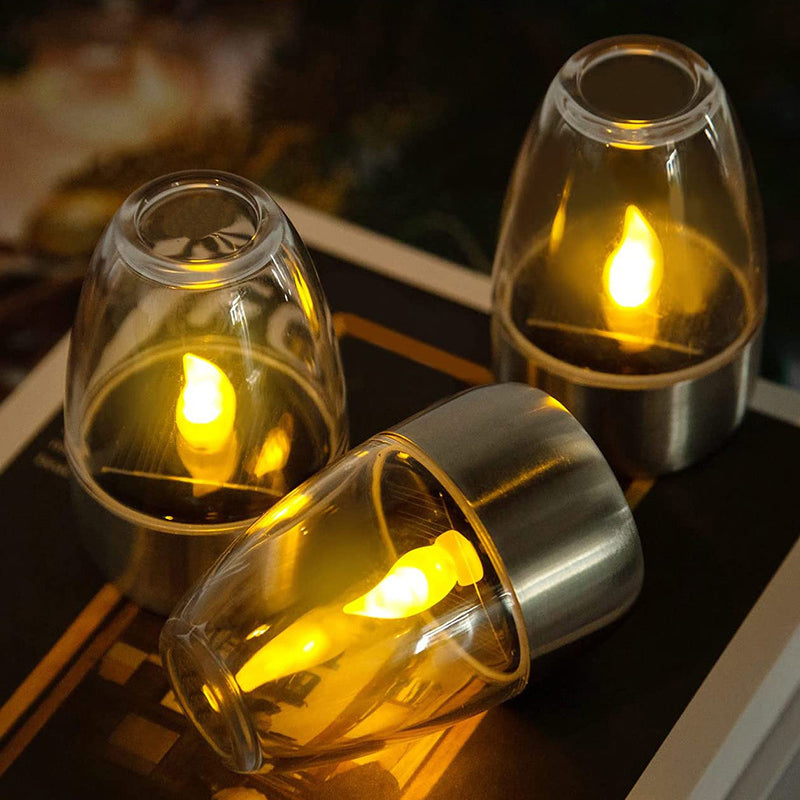 Eloria Solar LED Outdoor Candle Lantern with Flickering Flame Effect