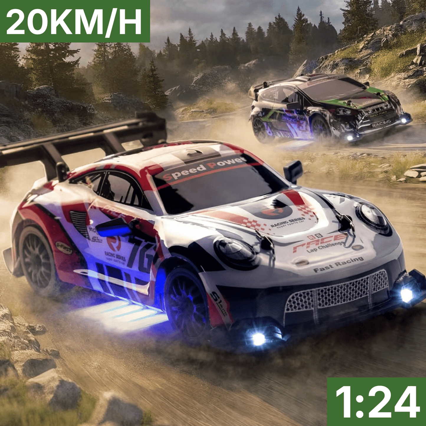 High-Speed RC Car | Speed & Drift Modes | Interchangeable Tyres | 2.4GHz | LED Headlights | ABS 1