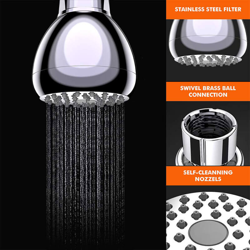 High Pressure Shower Head | Anti-Clog Nozzles | Chrome, Matt Black & Brushed Nickel | G1/2" Brass 2