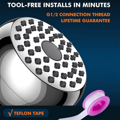 High Pressure Shower Head | Anti-Clog Nozzles | Chrome, Matt Black & Brushed Nickel | G1/2" Brass 4