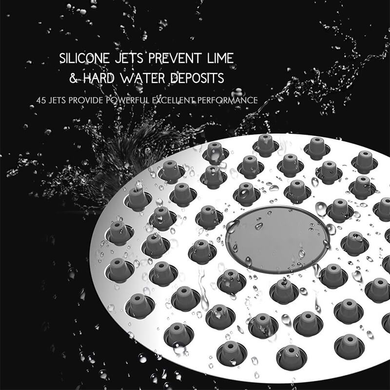 High Pressure Shower Head | Anti-Clog Nozzles | Chrome, Matt Black & Brushed Nickel | G1/2" Brass 5