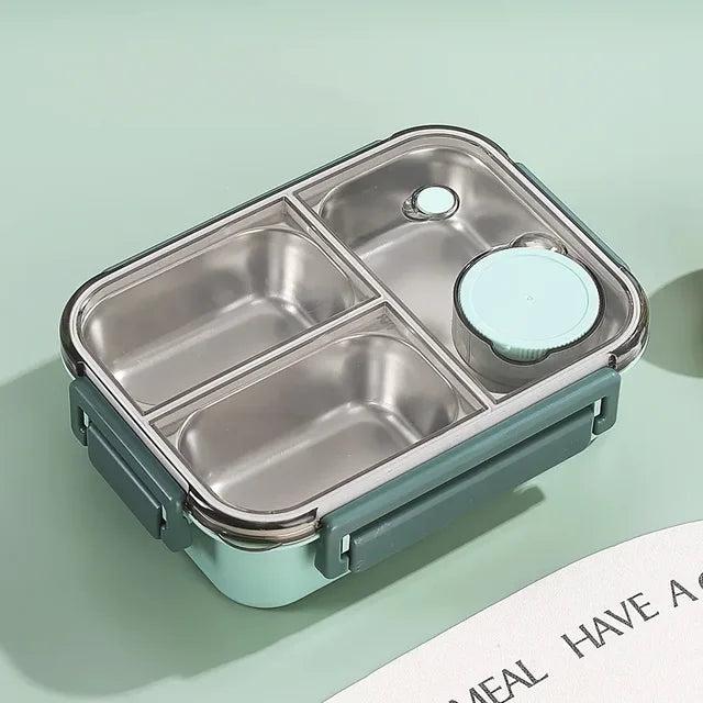 Insulated Stainless Steel Lunch Box with Divided Compartments and Leak-Resistant Lid 1
