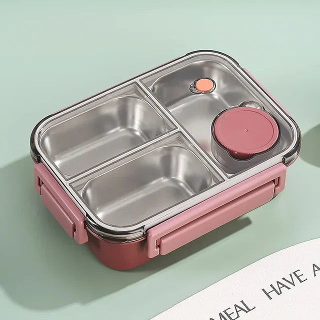 Insulated Stainless Steel Lunch Box with Divided Compartments and Leak-Resistant Lid 2