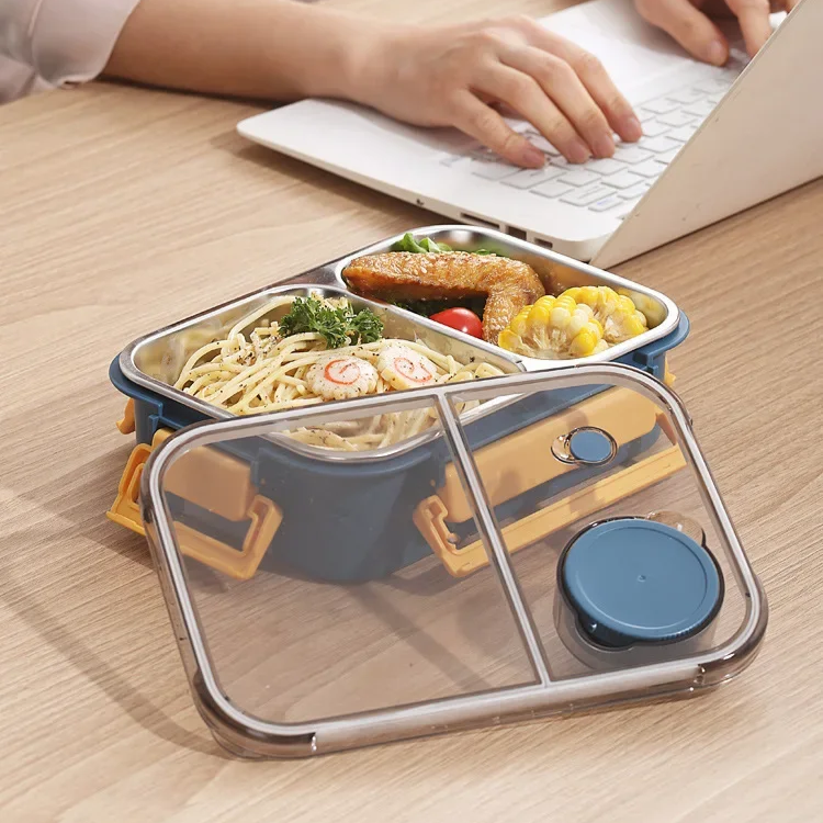 Insulated Stainless Steel Lunch Box with Divided Compartments and Leak-Resistant Lid 3
