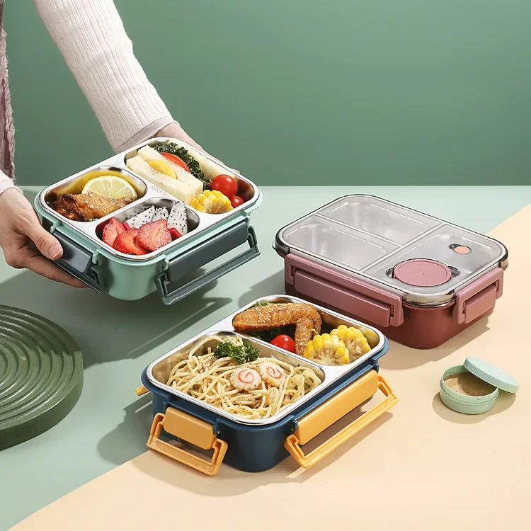 Insulated Stainless Steel Lunch Box with Divided Compartments and Leak-Resistant Lid 7