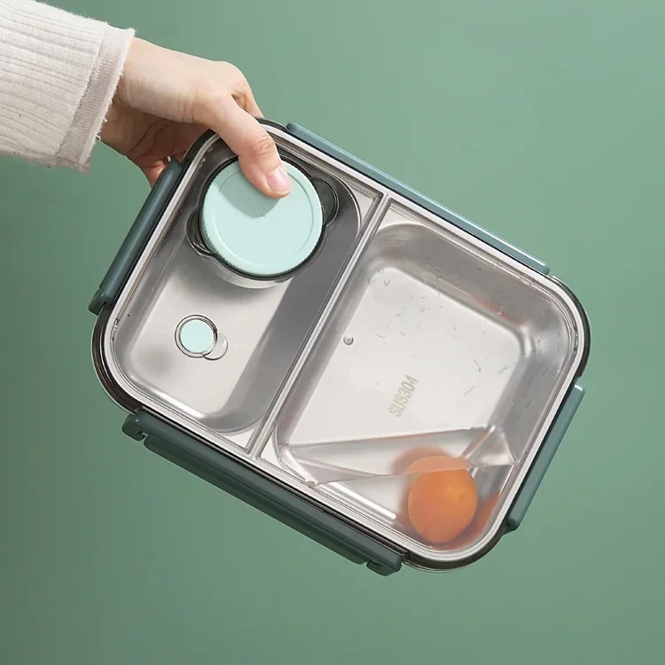 Insulated Stainless Steel Lunch Box with Divided Compartments and Leak-Resistant Lid 8
