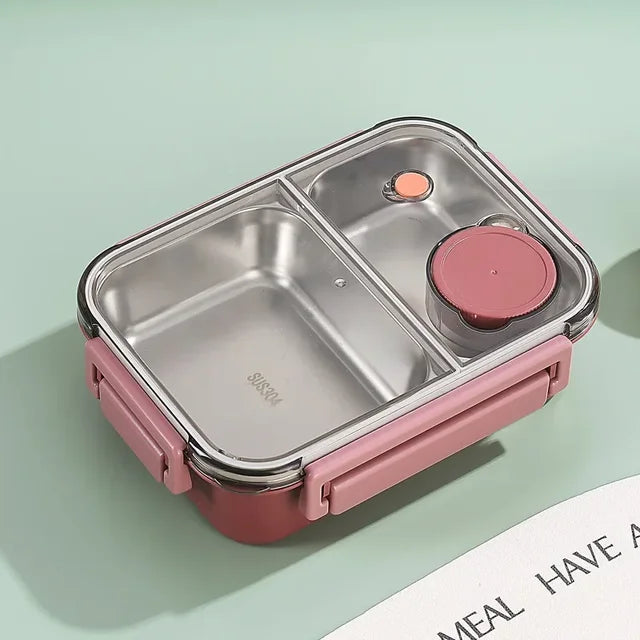 Insulated Stainless Steel Lunch Box with Divided Compartments and Leak-Resistant Lid 9