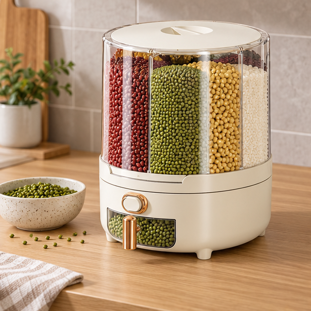 Royora 360 Rotating Grain Dispenser-Airtight Cereal Storage Container