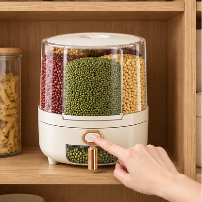 Royora 360 Rotating Grain Dispenser-Airtight Cereal Storage Container