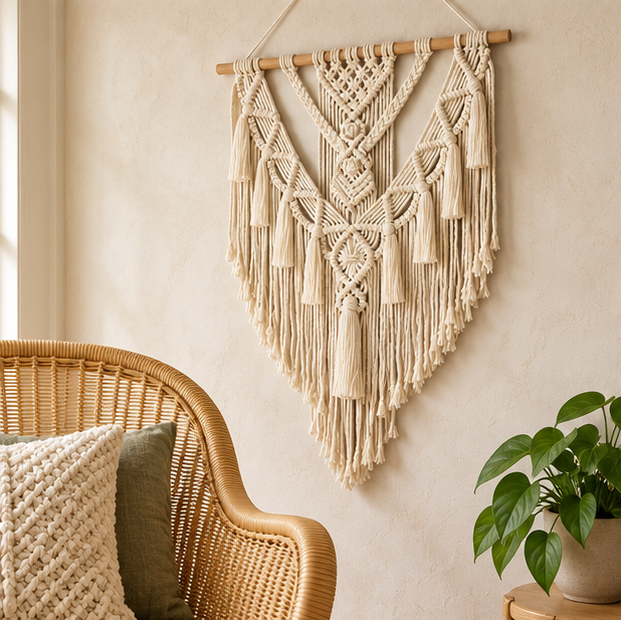 Royelle Woven Macrame Wall Hanging Large Boho Tapestry For Living Room Decor