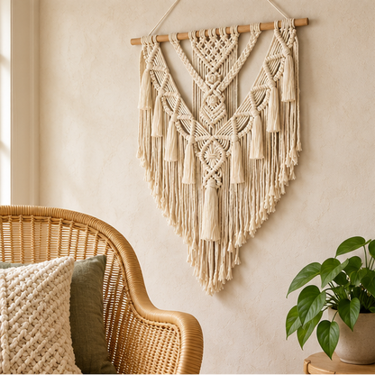 Royelle Woven Macrame Wall Hanging Large Boho Tapestry For Living Room Decor