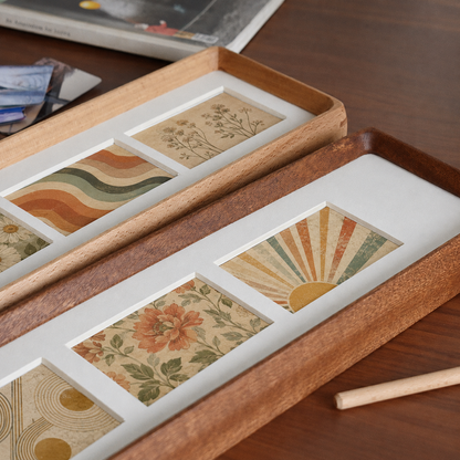 Royora Wood Triptych Photo Frame for Desktop Display - Perfect for Wedding & Family Photos