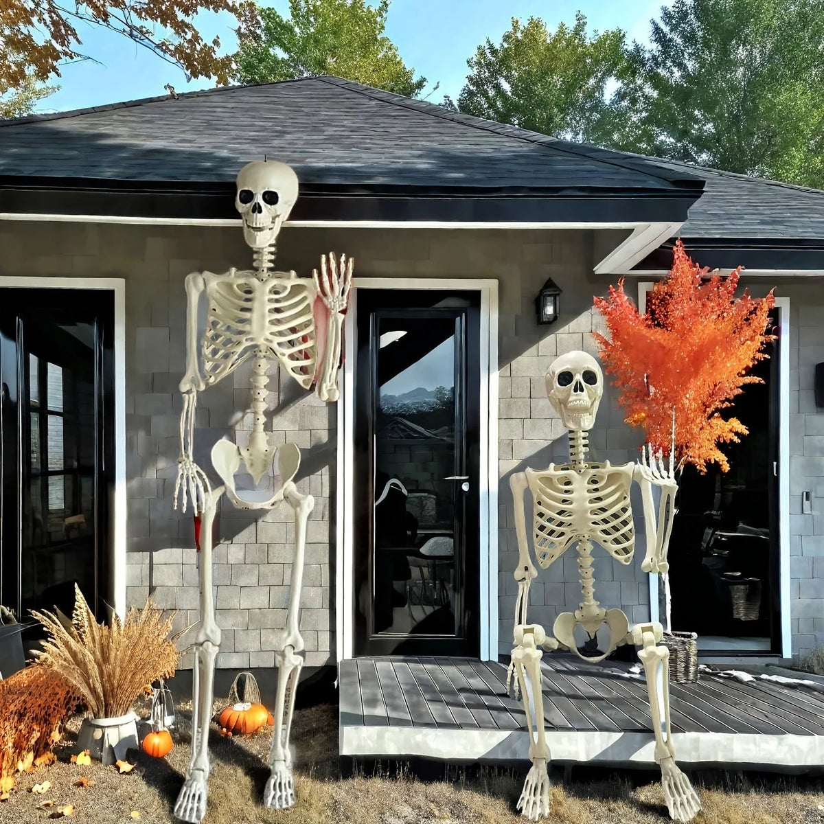 Large 5.5ft Halloween Skeleton Posable Outdoor Display Figure 2