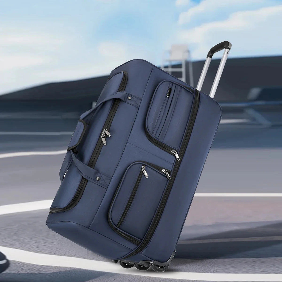 Large Capacity Waterproof Travel Duffel Bag with Wheels for Men & Women 7