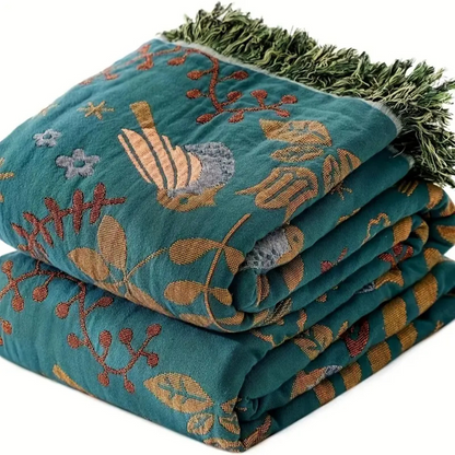 Living Room Reversible Throw Blanket | Scandinavian Bird Design 2