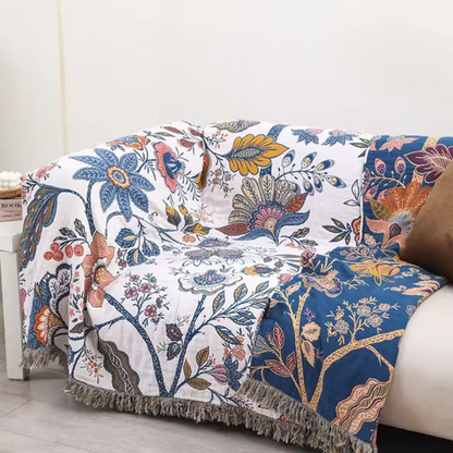 Living Room Rustic Floral Throw Blanket | Reversible Design 0