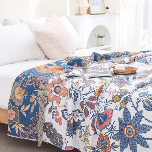Living Room Rustic Floral Throw Blanket | Reversible Design 1