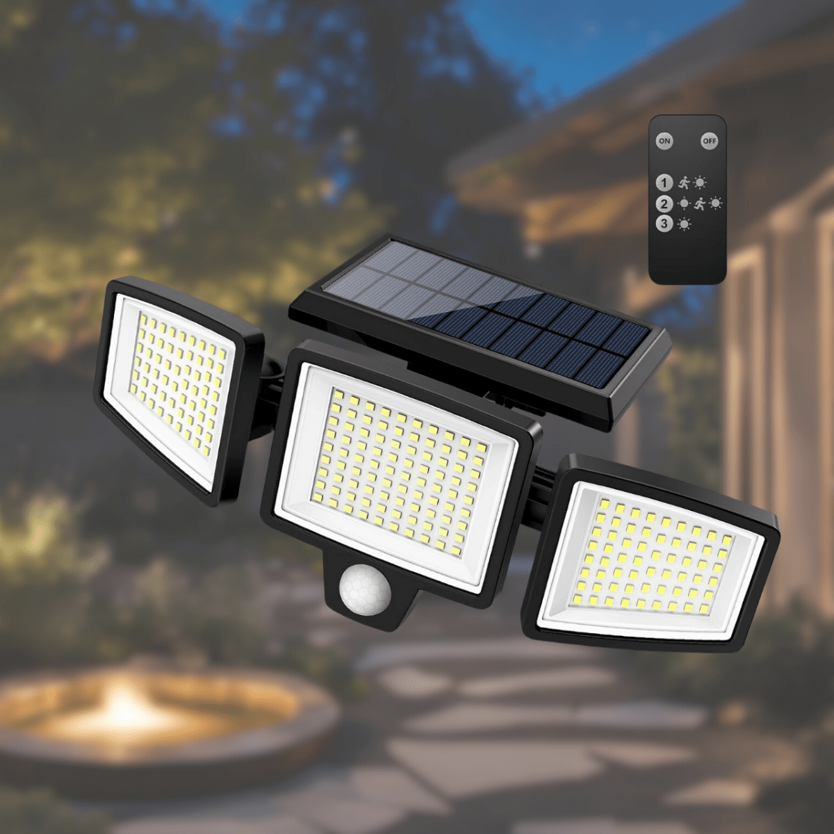 Lumora Solar Motion Sensor Light - 2500 Lumen Outdoor Flood Light with Remote Control 0