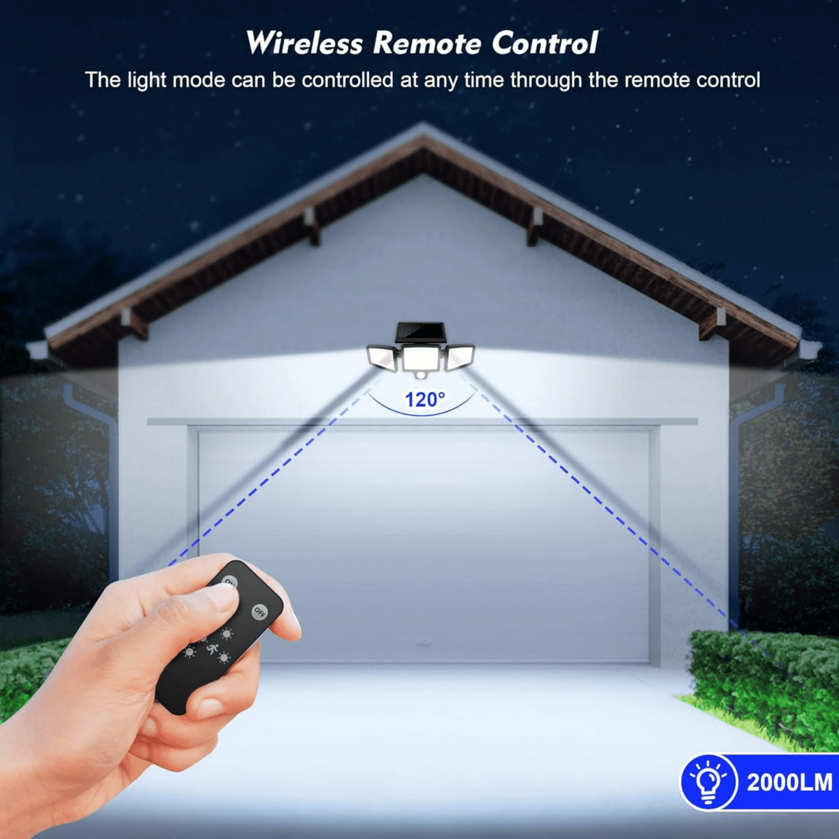 Lumora Solar Motion Sensor Light - 2500 Lumen Outdoor Flood Light with Remote Control 3
