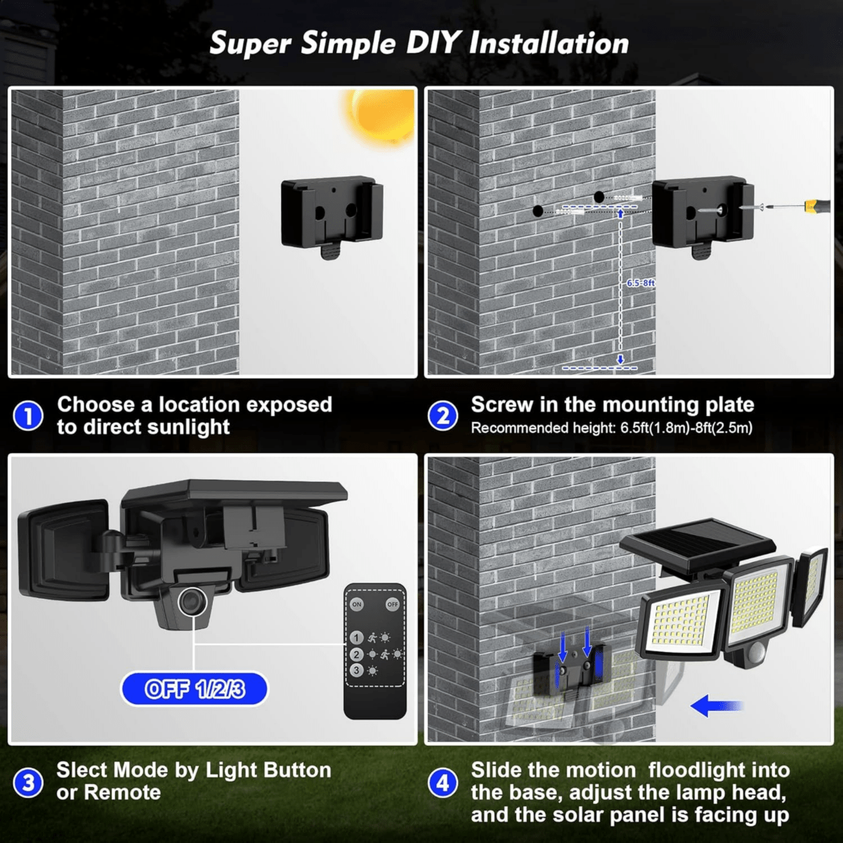 Lumora Solar Motion Sensor Light - 2500 Lumen Outdoor Flood Light with Remote Control 6