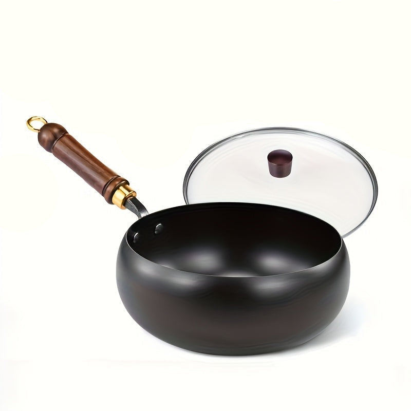 LuxRoyale Cast Iron Potbelly Pan with Lid Heavy-Duty Even Heat Frying Cookware 0