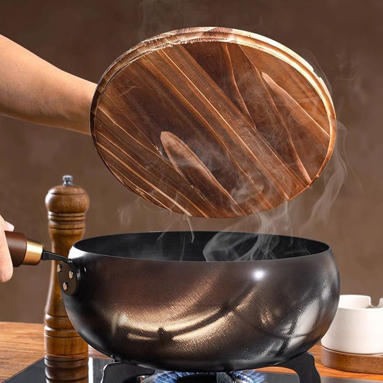 LuxRoyale Cast Iron Potbelly Pan with Lid Heavy-Duty Even Heat Frying Cookware 2