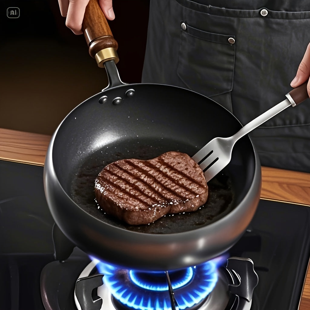 LuxRoyale Cast Iron Potbelly Pan with Lid Heavy-Duty Even Heat Frying Cookware 3