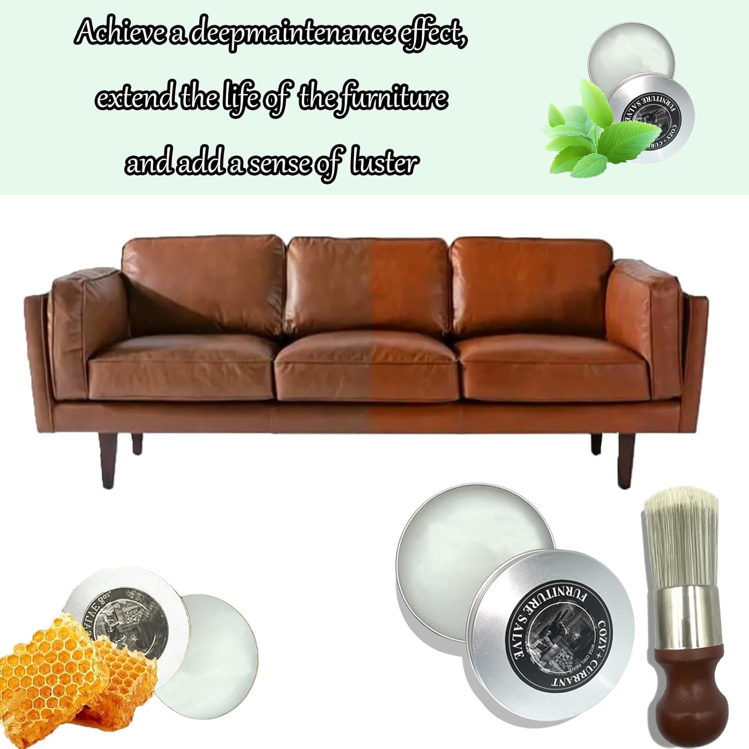 LuxRoyale Furniture Salve And Brush For Leather And Wood 4