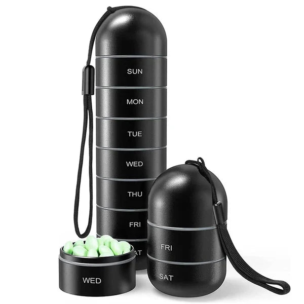 Luxora Aluminum 7 Days Portable Pill Organizer for Travel 12