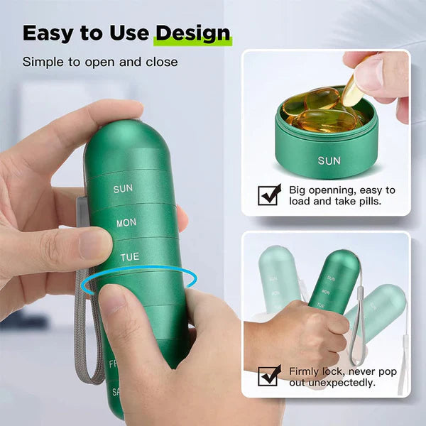 Luxora Aluminum 7 Days Portable Pill Organizer for Travel 4