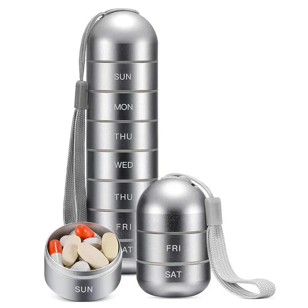 Luxora Aluminum 7 Days Portable Pill Organizer for Travel 9