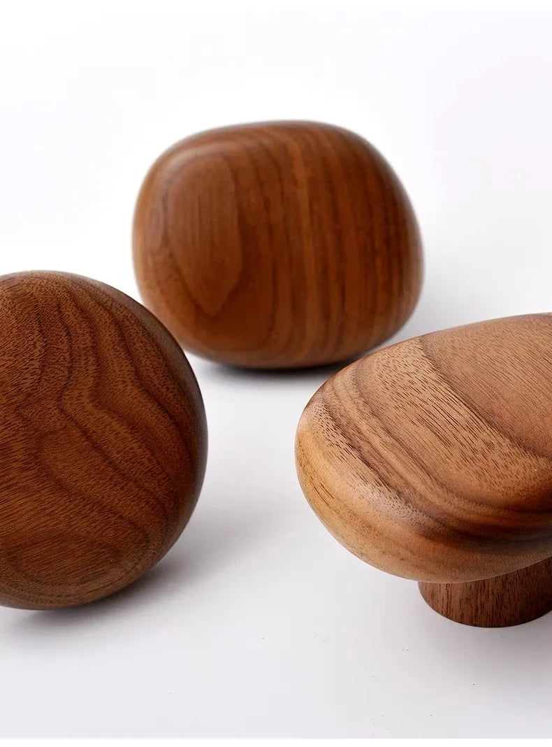 Luxora Wooden Wall Coat Hooks - 4pc Drill-Free Pebble Shape Hanger 8