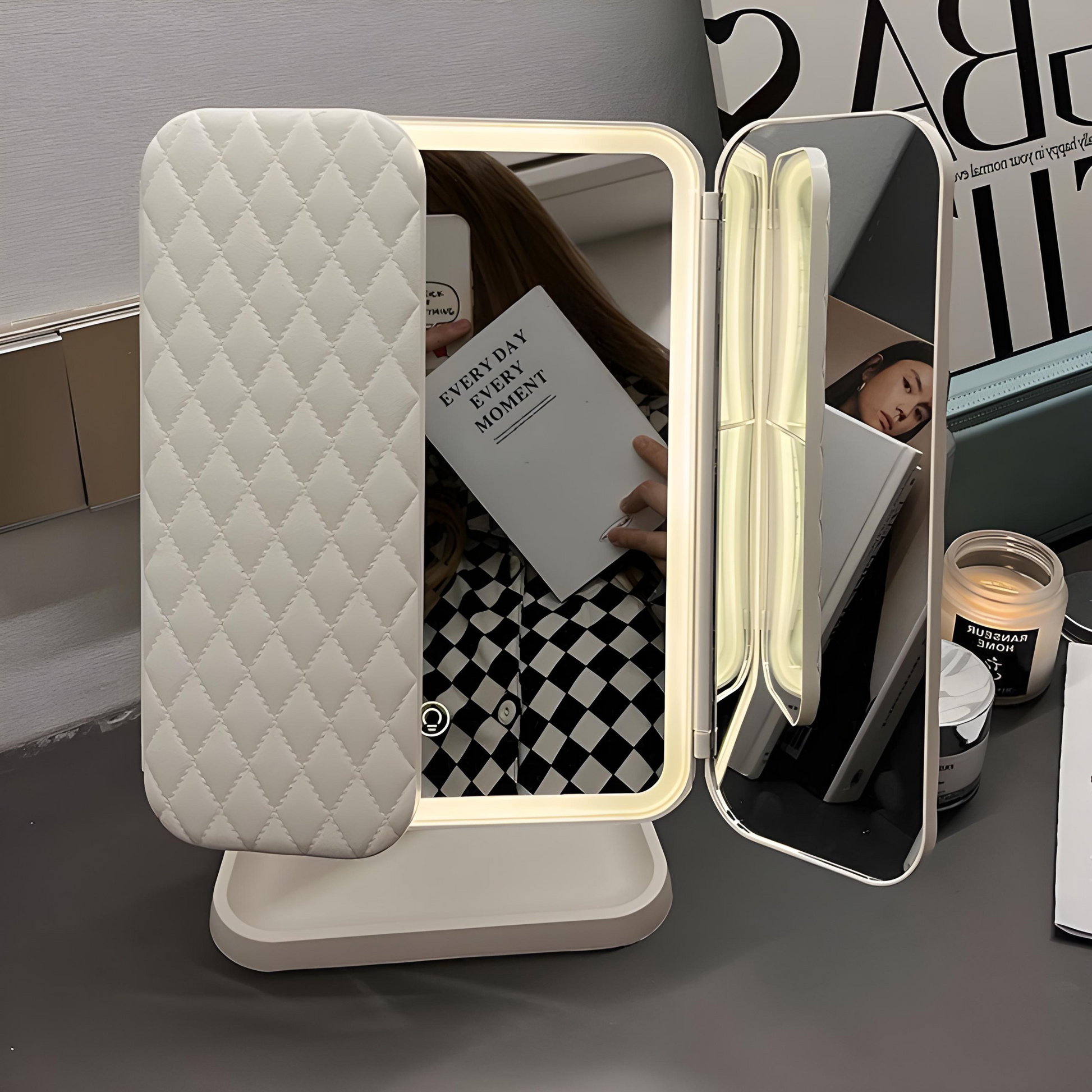 Luxoria LED Vanity Mirror with Lights, Foldable Design and Adjustable Angles 0