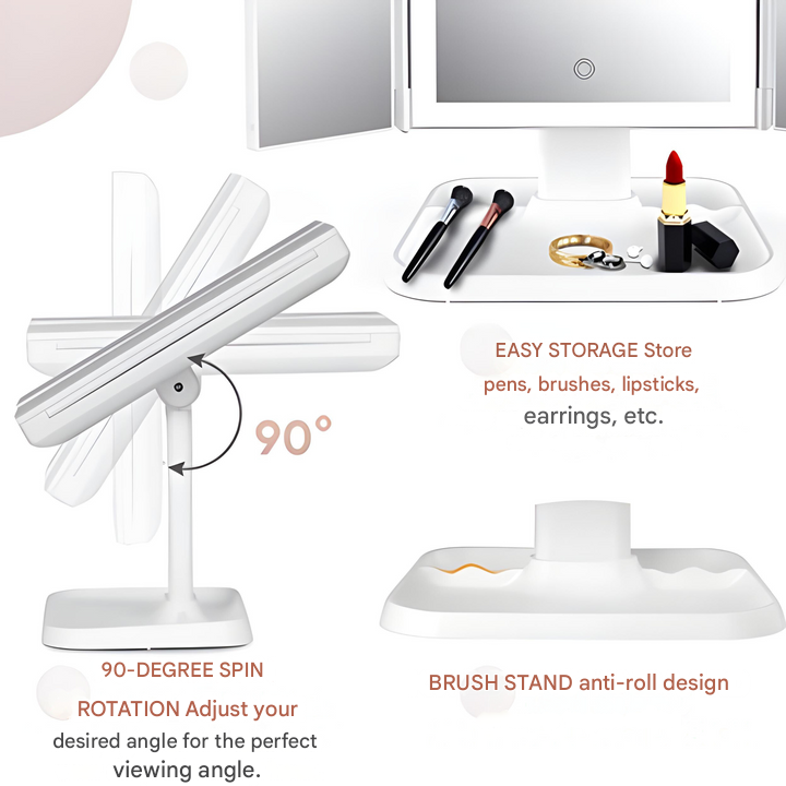 Luxoria LED Vanity Mirror with Lights, Foldable Design and Adjustable Angles 4