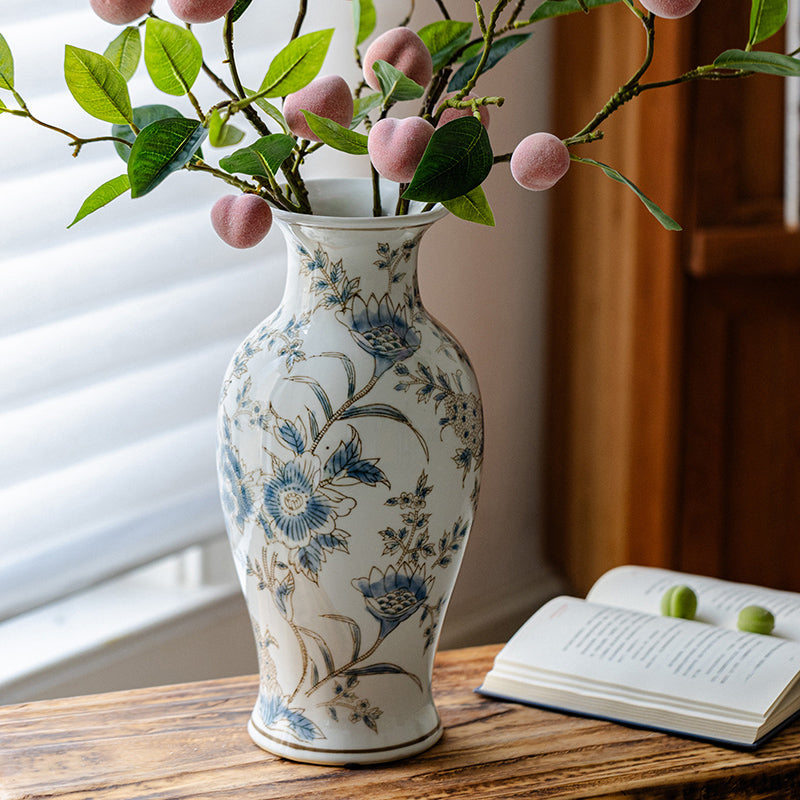 Luxury Gilded Chinoiserie Vase | Blue & White Porcelain Decor 1